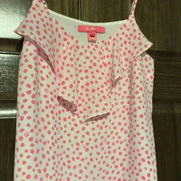 Lilly Pulitzer Pink Polka Dot Tank Top Camisole Womens Small Fun Flirty Summer - Picture 4 of 8